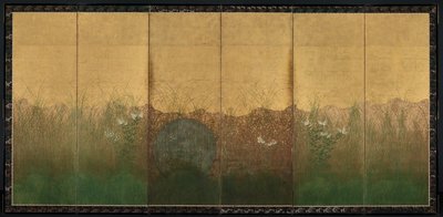 Autumn Evening with Full Moon on Musashino Plain de Unknown artist