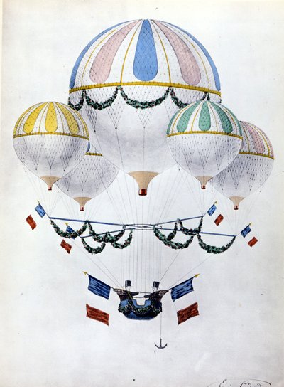 Flotilla de globos por Eugène Godard (1827 - 1890). de Unknown artist