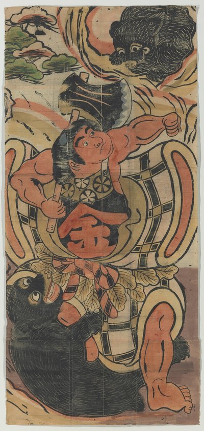 Estandarte de Kintaro luchando contra osos de Unknown artist