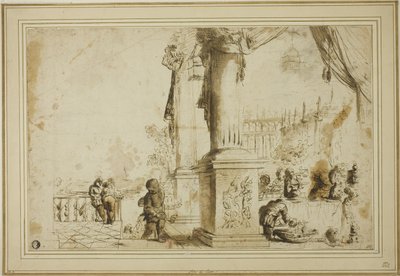 Escena de banquete en la terraza de Unknown artist