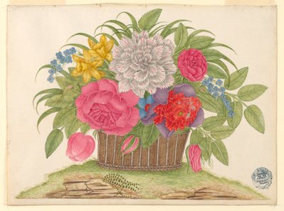 Cesta de Flores y Hojas en la Tierra de Unknown artist