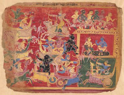 Batalla de las Fuerzas de Krishna y Bana, de una copia del Bhagavat Purana Disperso de Unknown artist