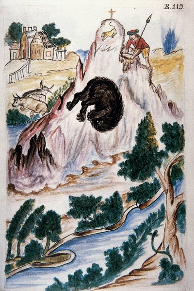 Caza de osos, del libro "Trujillo del Perú" o "Códice Martínez Compañón", por Baltazar Martínez Compañón y Bujanda, obispo de Trujillo (1782-1785) de Unknown artist