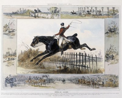 Carrera de Campanarios en "Historia Pintoresca de la Equitación Antigua y Moderna" de Charles Aubry de Unknown artist