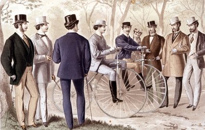 Paseo en bicicleta. Grabado. 1870. de Unknown artist