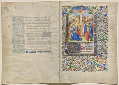 Bifolio de un Libro de Horas: La Crucifixión: Horas de la Cruz (recto) de Unknown artist