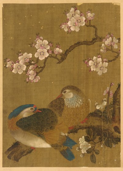Aves y flores de ciruelo de Unknown artist