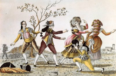 La gallina ciega: Un hombre con los ojos vendados busca a sus compañeros de juego de Unknown artist