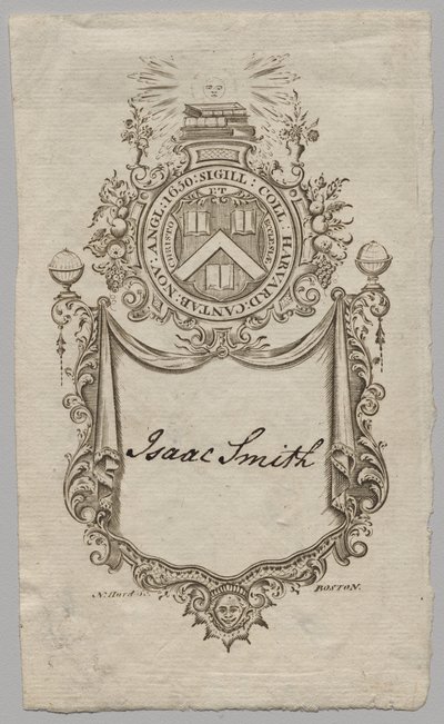 Exlibris: Escudo de armas con la inscripción de Isaac Smith de Unknown artist