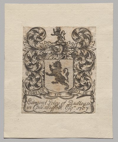 Exlibris: Edmund Poley de Badley de Unknown artist