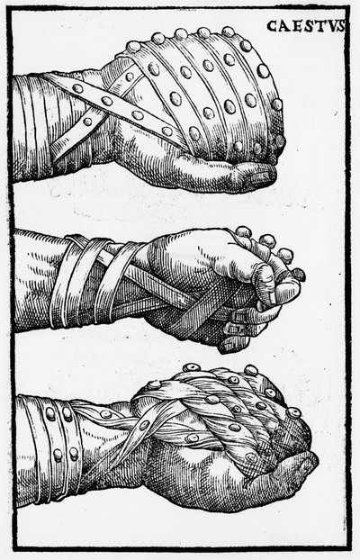 Guantes de boxeo - en “Hieronymi Mercurialis de Arte Gymnastica”, edición de Venecia de Unknown artist