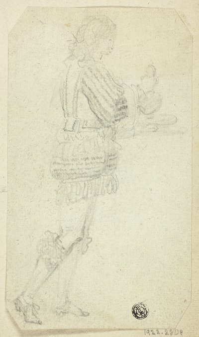 Niño vestido de época portando un objeto de Unknown artist