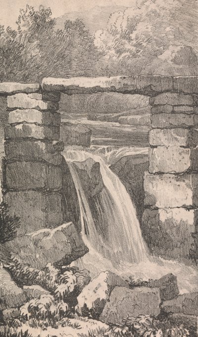 Puente sobre la cascada de Unknown artist