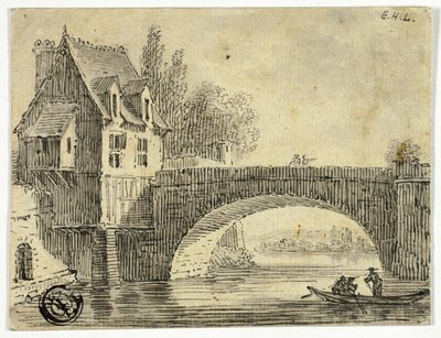 Puente con casa de Unknown artist