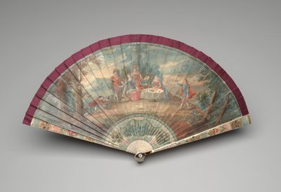 Abanico Brisé con una escena de una fiesta al aire libre, c.1700-25 de Unknown artist