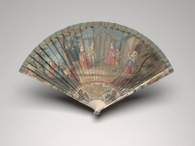 Abanico Brisé con una escena de la Comédie-Italienne, c.1700-25 de Unknown artist