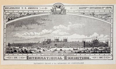 Edificio erigido en memoria del centenario (1776-1876) en la Exposición Internacional de Filadelfia de Unknown artist