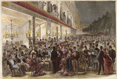 Café en los Grandes Bulevares en una noche de verano de 1869 - París - Café en los Grandes Bulevares en una noche de verano - 1869 de Unknown artist