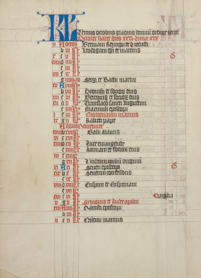 Calendario de Unknown artist