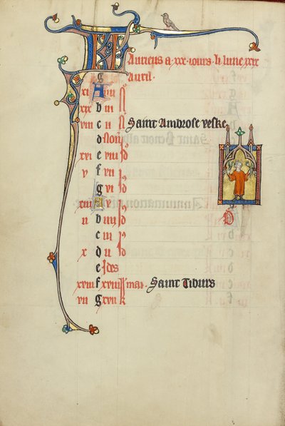 Página del calendario de abril; Recoger flores de Unknown artist