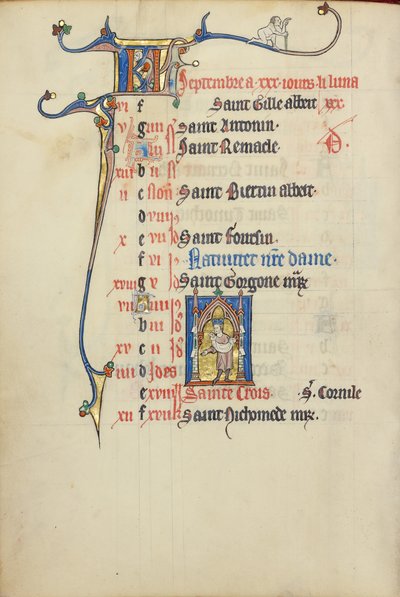 Página del calendario de septiembre; Siembra de Unknown artist
