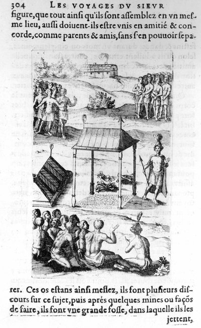 Canadá: nativos - en “Los viajes de la Nueva Francia Occidental, llamada Canadá, hechos por el St Champlain Xaintongeois... desde el año 1603 hasta el año 1629... Samuel Champlain (1570-1635), ed. Pierre Le Mur, París de Unknown artist