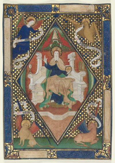 Página del Canon de un Misal: Cristo en Majestad con Evangelistas de Unknown artist