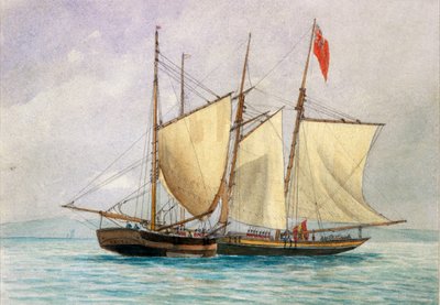 Capitán H Wolman con HM 80th Foot capturando la Notoria Goleta Pirata Hanna Mercury Isld 26 Oct 1843 de Unknown artist
