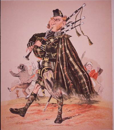 Caricatura de gaitero de las tierras altas de Unknown artist