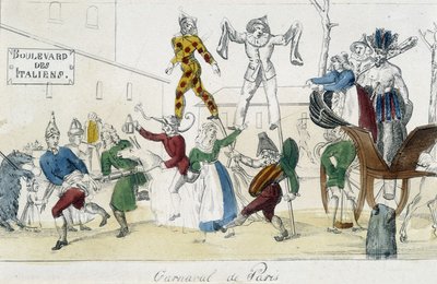 Carnaval de París, bulevar de los Italianos - grabado del siglo XVIII, Carnavalet de Unknown artist