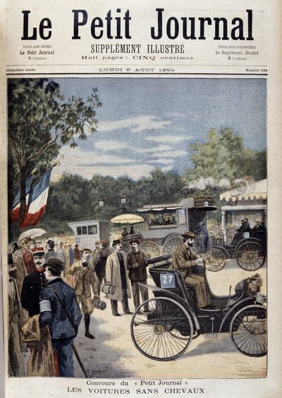 Coches sin caballos, primer coche Panhard Levassor - portada. “Le Petite Journal” del 6 de agosto de Unknown artist