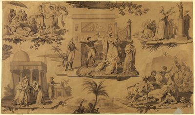 Cartón para textil impreso: Los franceses en Egipto [Les Francais en Egypte] de Unknown artist