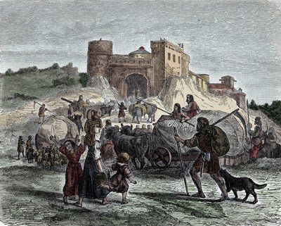 Celtas al servicio de sus jefes - Civilización celta, Edad de Hierro: los celtas traen sus ofrendas para sacrificios rituales de Unknown artist