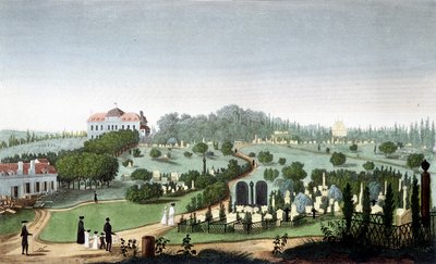 Cementerio de Père Lachaise, circa 1820 - en "Vues de Paris" por Courvoisier de Unknown artist
