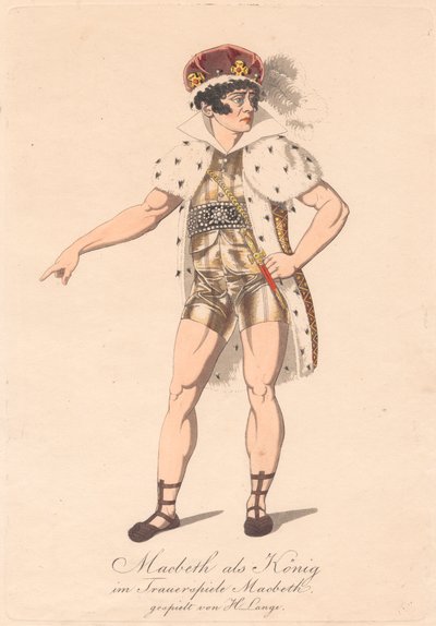 Personajes de una producción alemana de Macbeth (uno de seis grabados) de Unknown artist