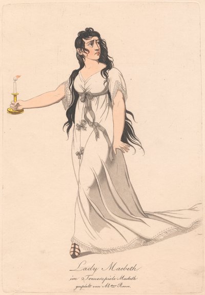 Personajes de una producción alemana de Macbeth (uno de seis grabados) de Unknown artist