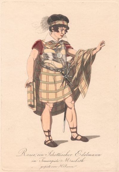Personajes de una producción alemana de Macbeth (uno de seis grabados) de Unknown artist