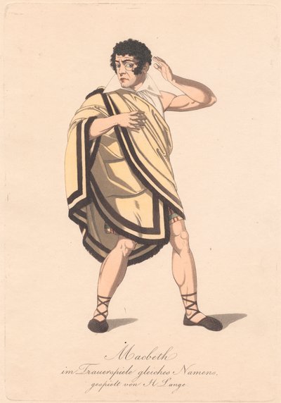 Personajes de una producción alemana de Macbeth (uno de seis grabados) de Unknown artist
