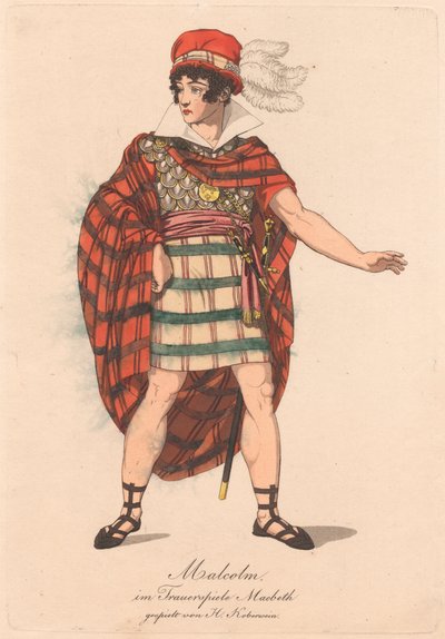 Personajes de una producción alemana de Macbeth (uno de seis grabados) de Unknown artist