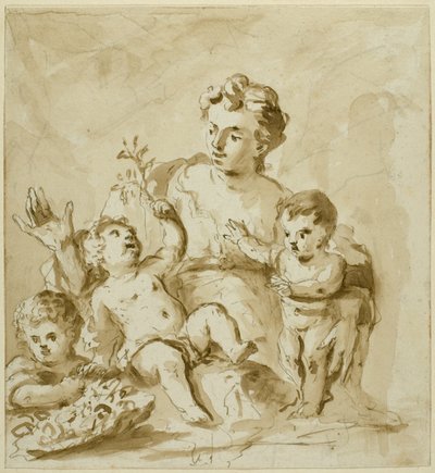 Caridad con la Madre (Madre con tres bebés) de Unknown artist