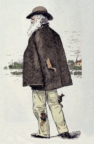 Charles Darwin (1809 - 1882), naturalista inglés con ardillas de Unknown artist