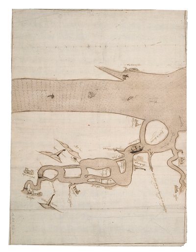 Carta del río Medway y parte del Támesis: nº 24 Sheerness, c.1590 (tinta y aguada) de Unknown artist