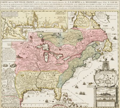 Carta del sur de los Estados Unidos mostrando el río Mississippi y Saint Louis, c. 1720 (impresión) de Unknown artist