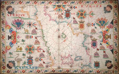 Carta del Mediterráneo occidental, c.1600 (manuscrito) de Unknown artist