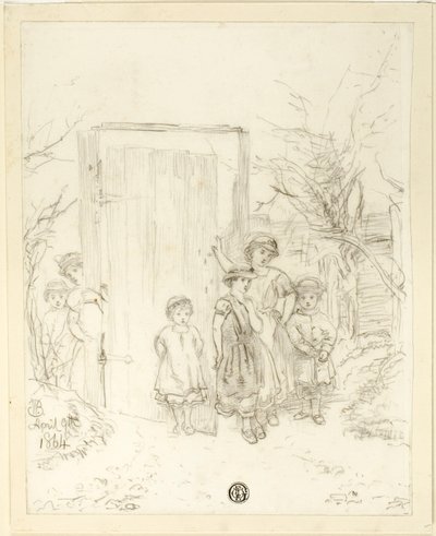 Niños junto a una puerta de Unknown artist