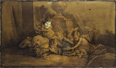 Niños jugando en un paisaje, entre 1701 y 1800 (puerta superior) de Unknown artist