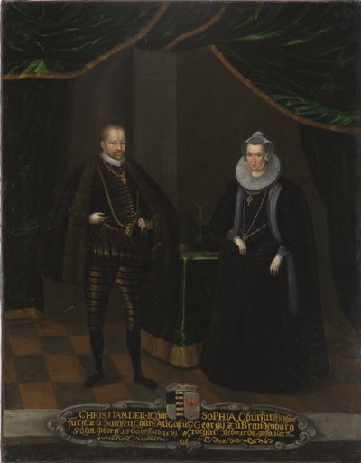 Retrato de Cristián I (1568-1622), Elector de Sajonia y Sofía de Brandeburgo (1568-1622), Electora de Sajonia de Unknown artist