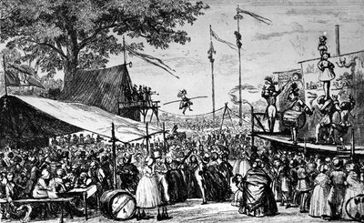 Circo: caminante - “Fiestas públicas, julio”, por Trimolet, en el “Almanaque Cómico” de Unknown artist