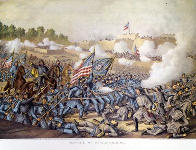 Guerra Civil (1861 - 1865), Guerra Civil Americana: 05/05/1862. Batalla de Williamsburg. Grabado de Unknown artist