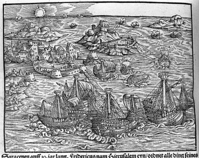 Enfrentamientos entre sarracenos. Grabado de Johann Stumpff "Den edlen struen belten fromen" de Unknown artist